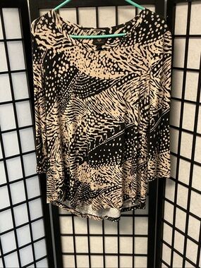 JM Collection Black and Cream Printed Skirt Top